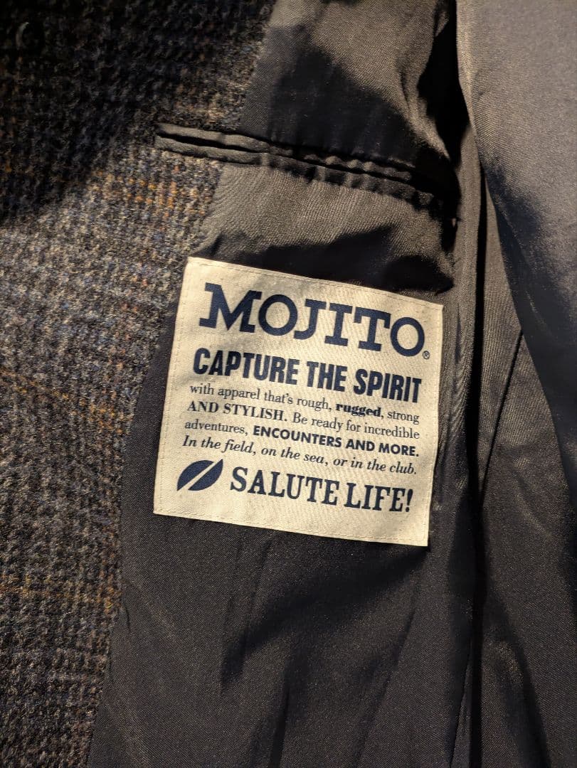 MOJITO Harris Tweed ステンカラーコート Mサイズ グレー系