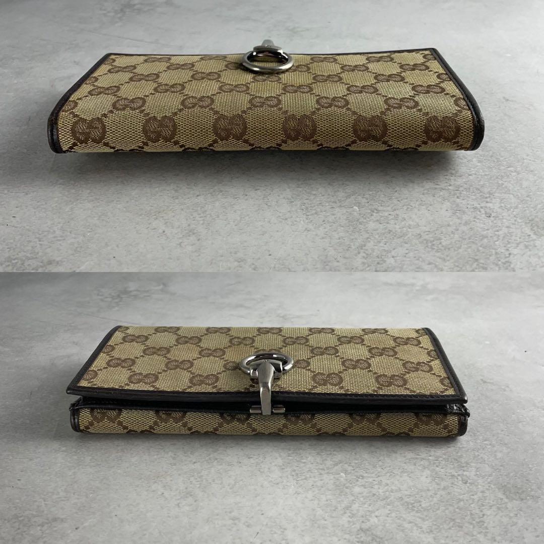 美品✨GUCCI グッチ 長財布 二つ折り キャンバス GG柄 ホースビット