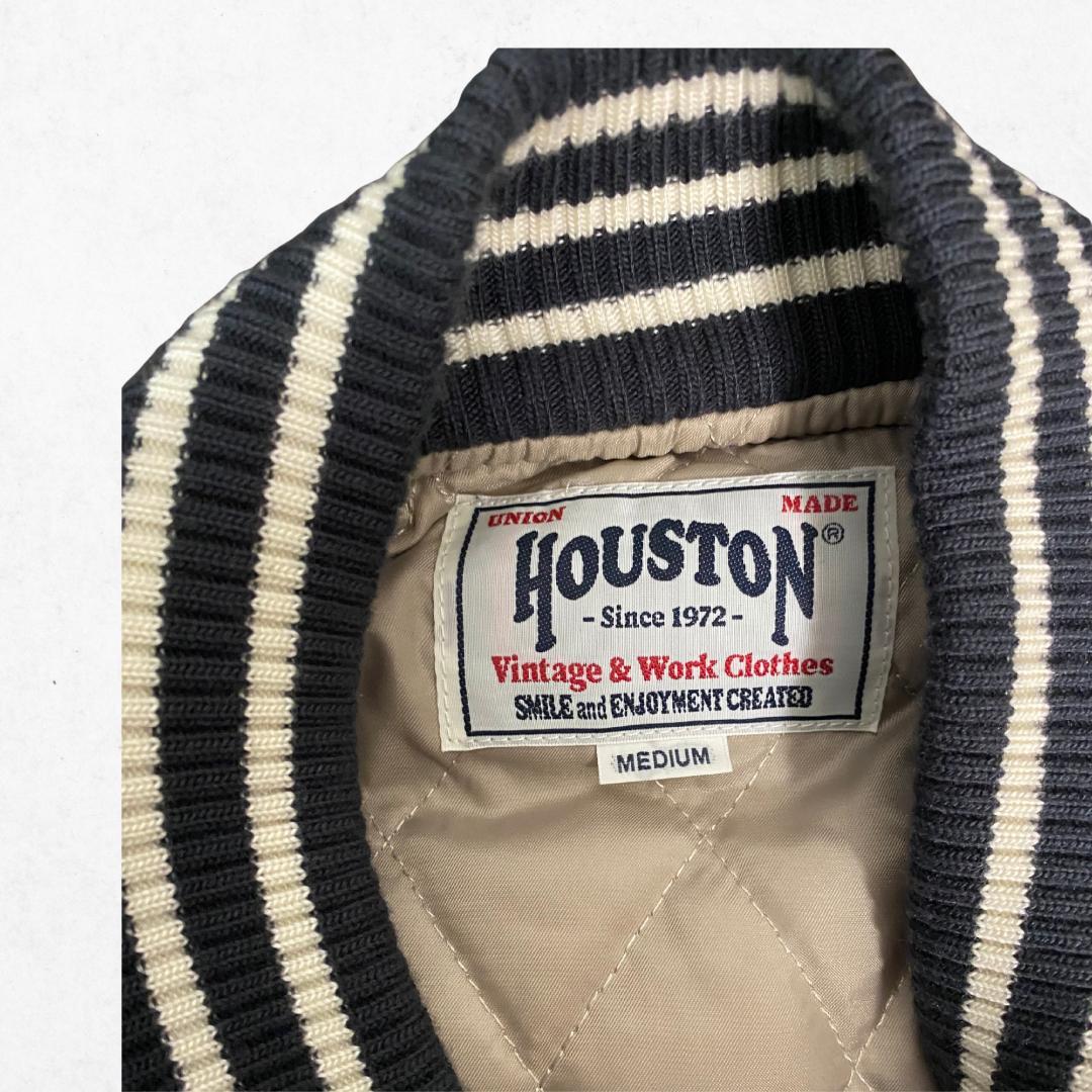 HOUSTON スタジャン メルトン×レザー Mサイズ 美品 ネイビー