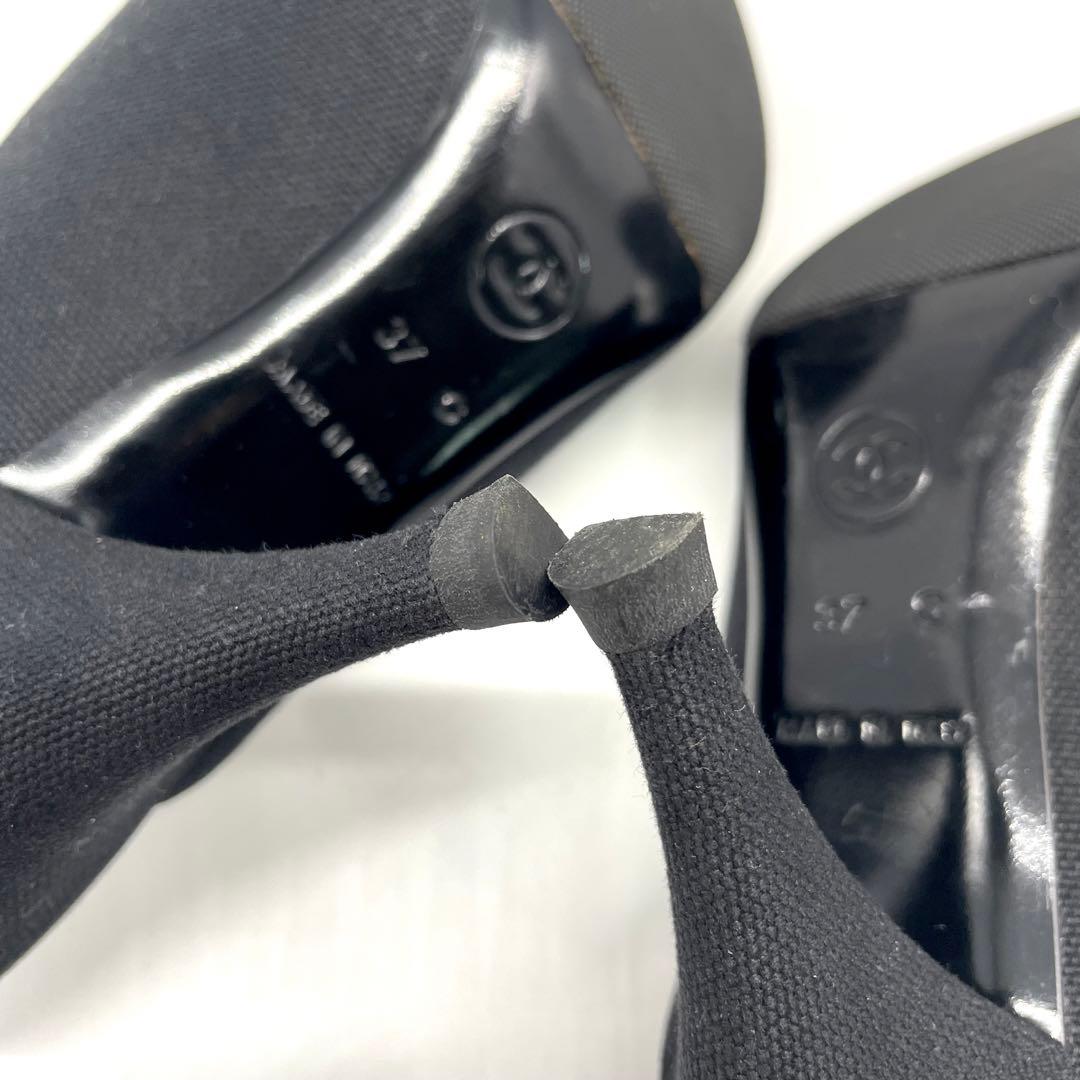 シャネル サンダル ミュール ココマーク キャンバス ブラック オレンジ