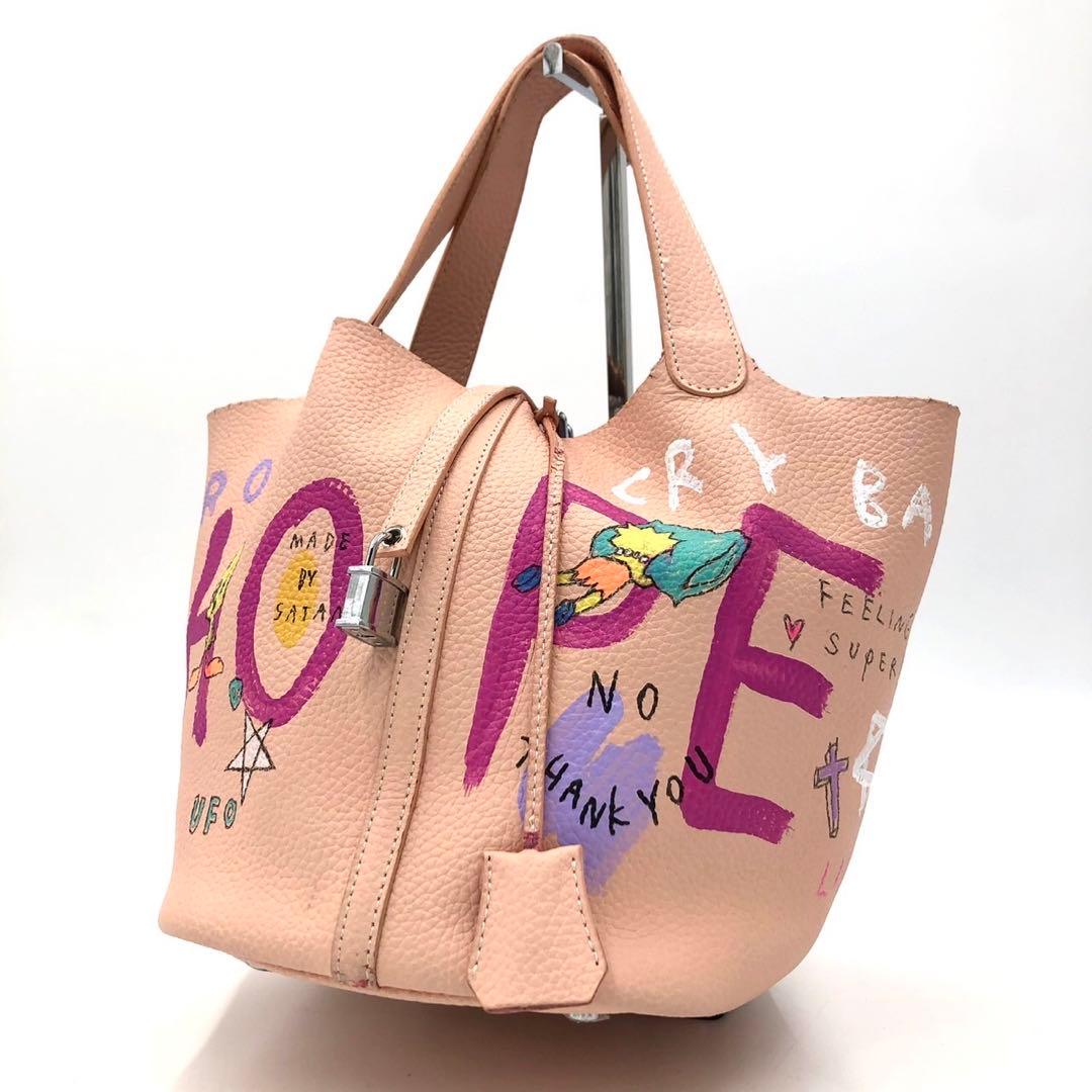 ゲルニカ キューブバッグ　ハンドバッグ　レザー ピンク　ペイント　レザー　ピンク Cube Bag / size S / Vivid Pink – guernika official online shop