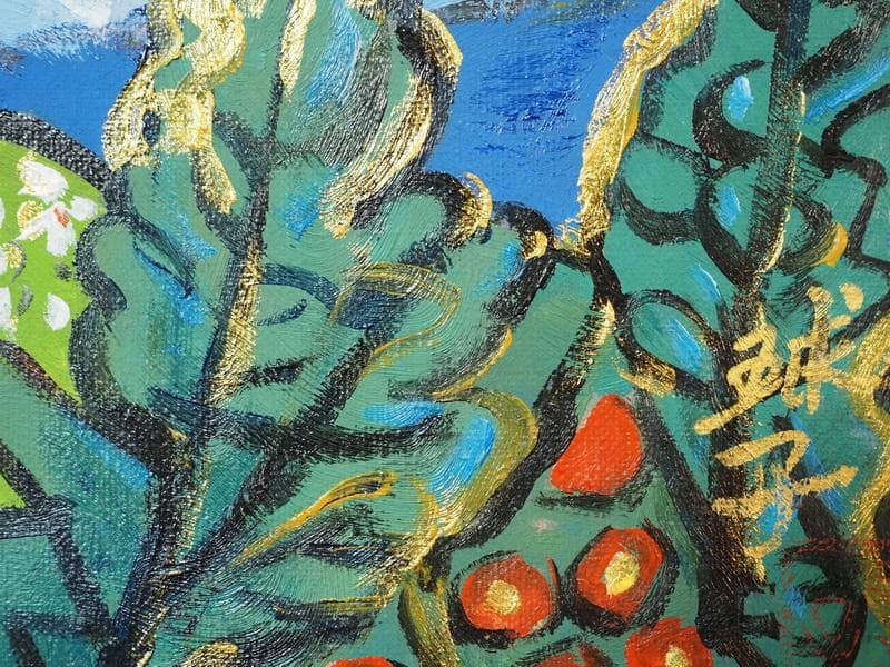 よっしー様専用 絵画油彩片岡球子「赤富士」サインF6サイズ 額装済み 肉筆