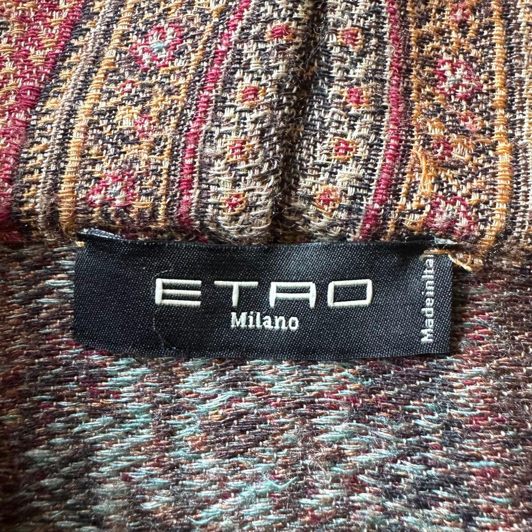 極美品 エトロ ポンチョ フード ペイズリー フード ケープ コート