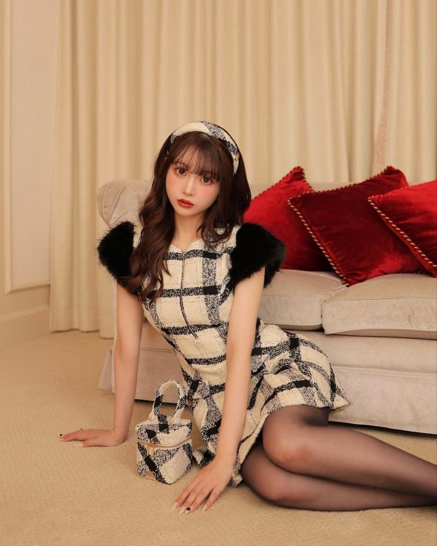 M me eme メゾンツイードミニワンピース white WHT M me eme メゾンツイードミニワンピース white WHT Mmeeme