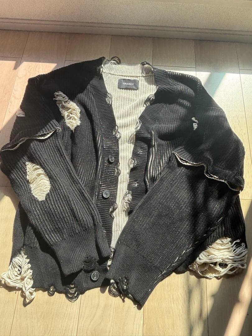 GRANCY】 カーディガン ディストラクションデザインビッグカーディガン