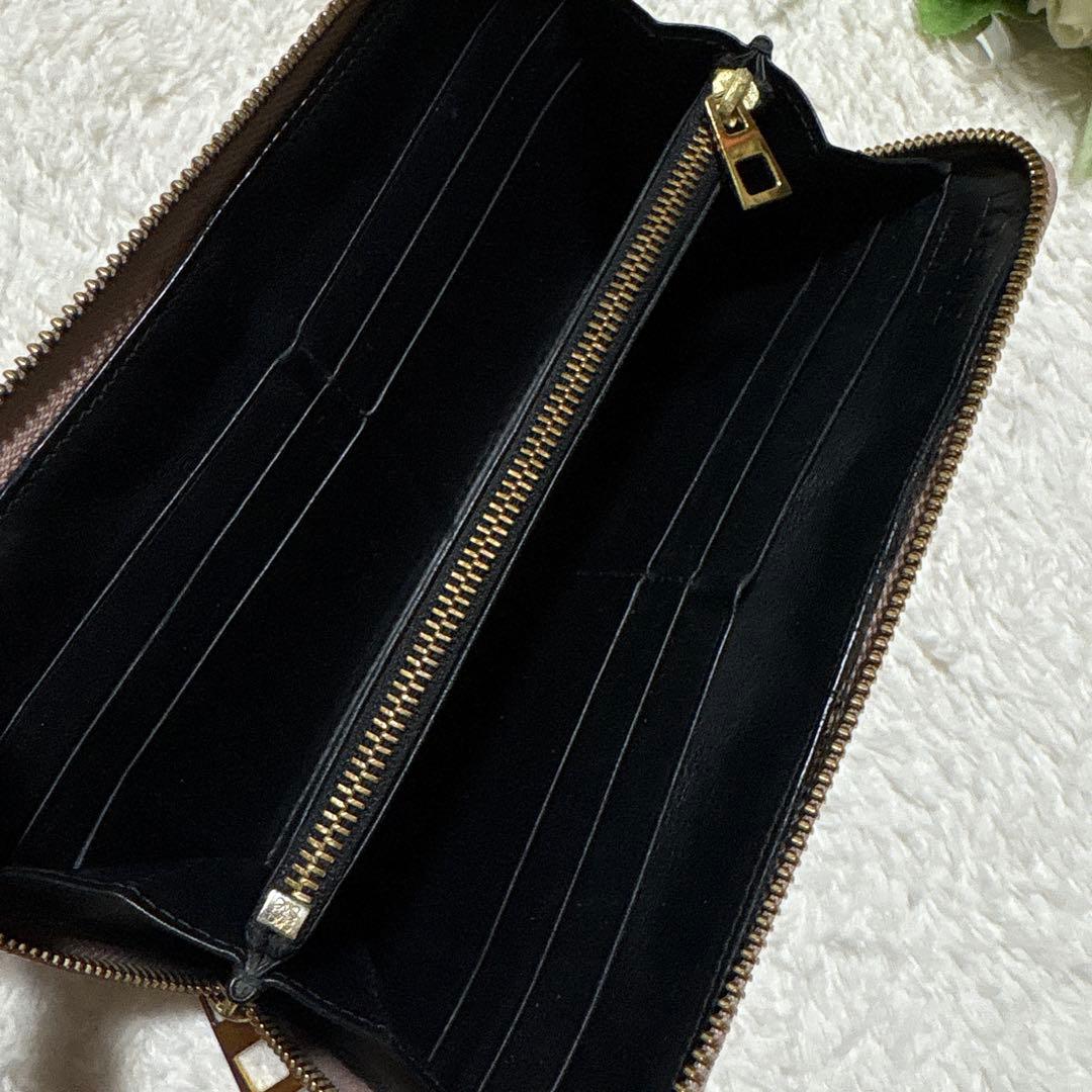 ロエベ✨長財布 リネン ラウンドファスナー/ウォレット/アナグラム