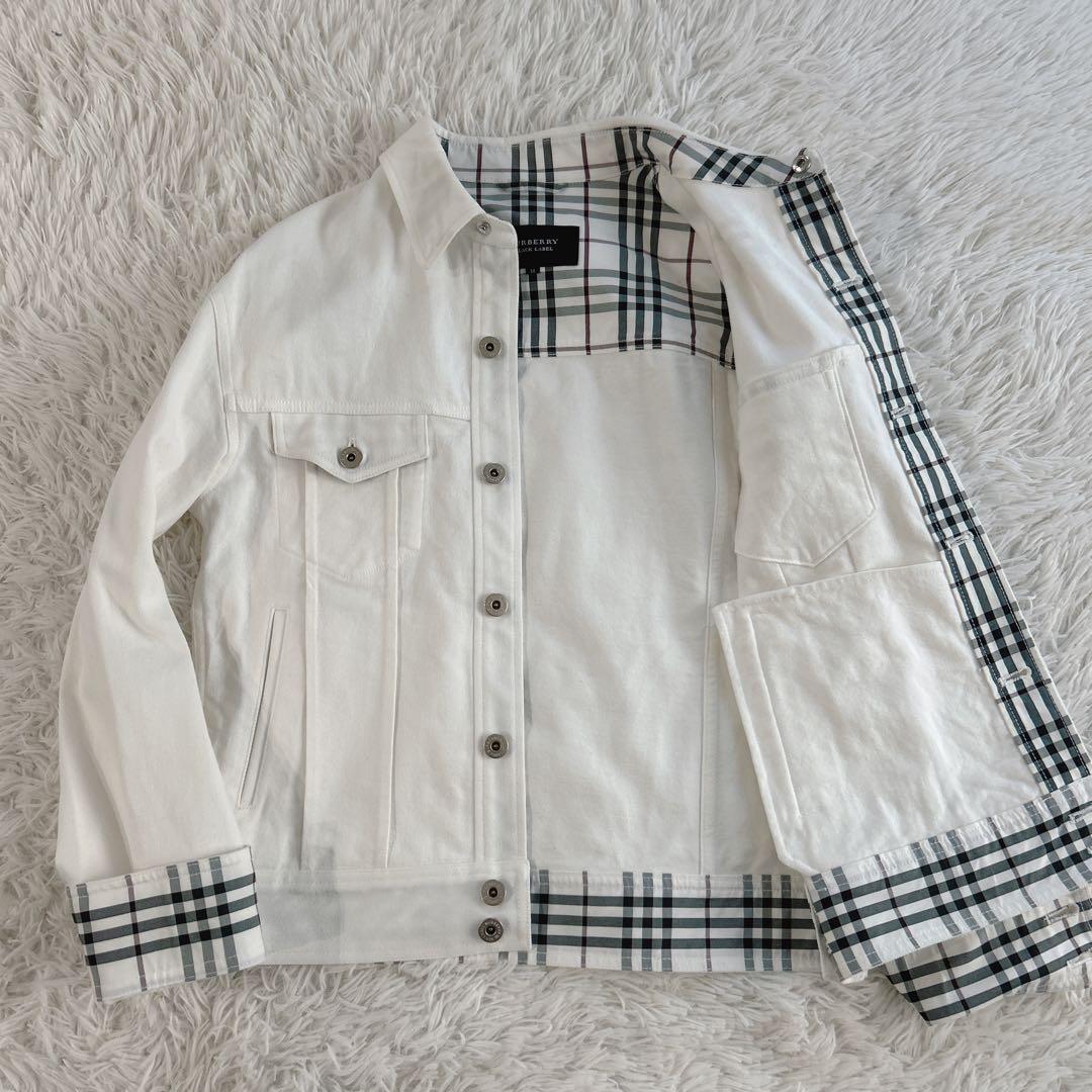 美品✨ バーバリーブラックレーベル デニムジャケット ノバチェック 白 M BURBERRY BLACK LABEL】バーバリーブラックレーベル『ラビットファー