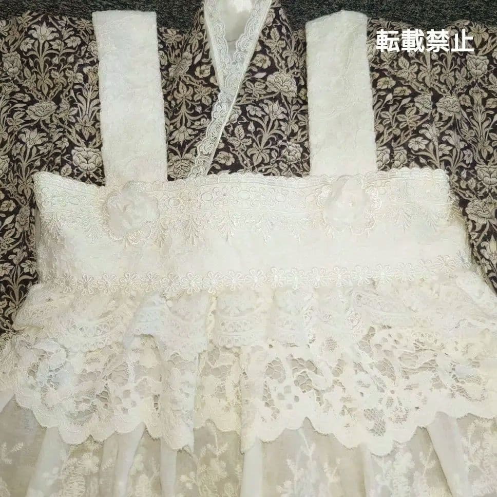 お値下げ】3歳 フリルたっぷりレース被布エプロンとモリス調着物