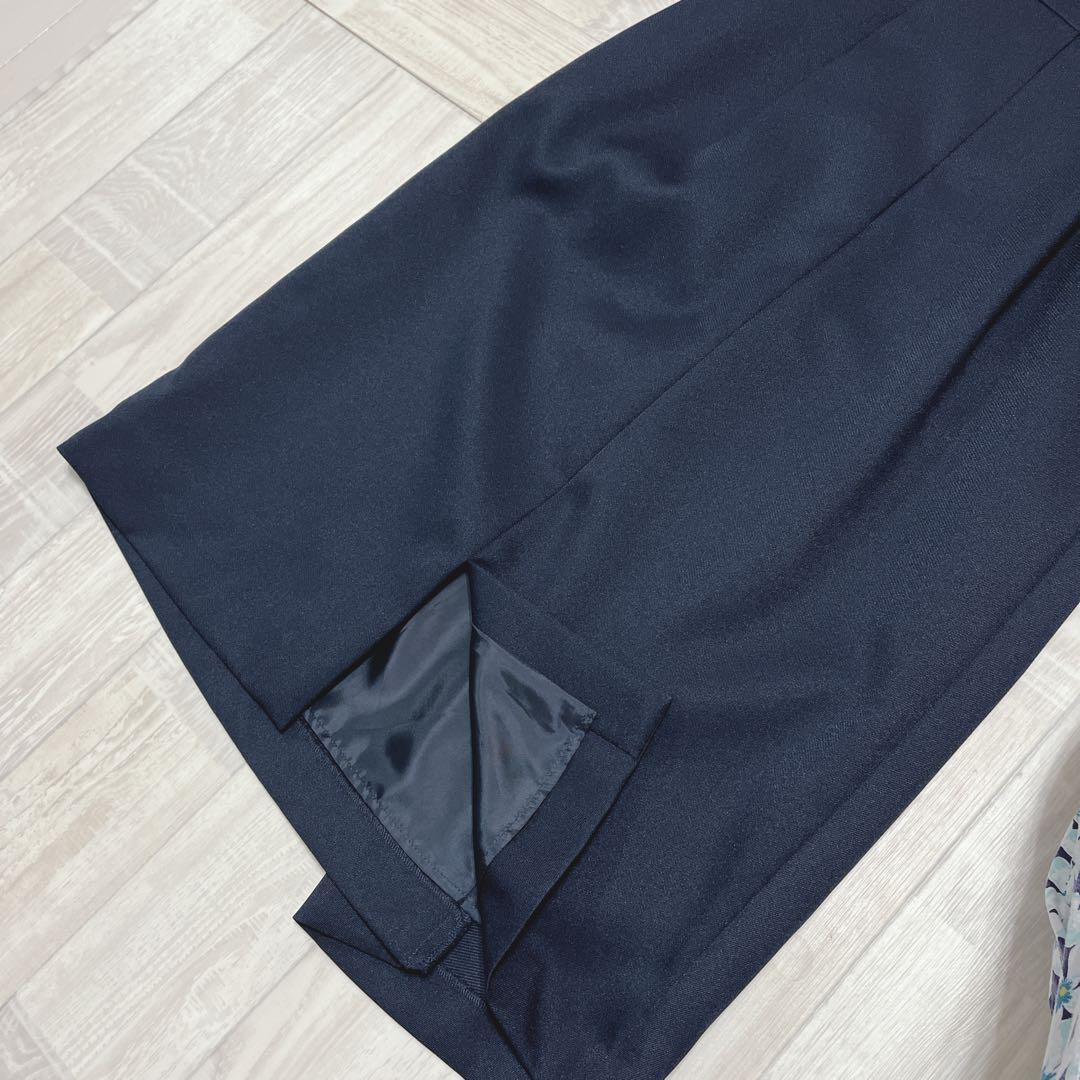 極美品✨セルフォード タックタイトワンピース 長袖 ネイビー 34