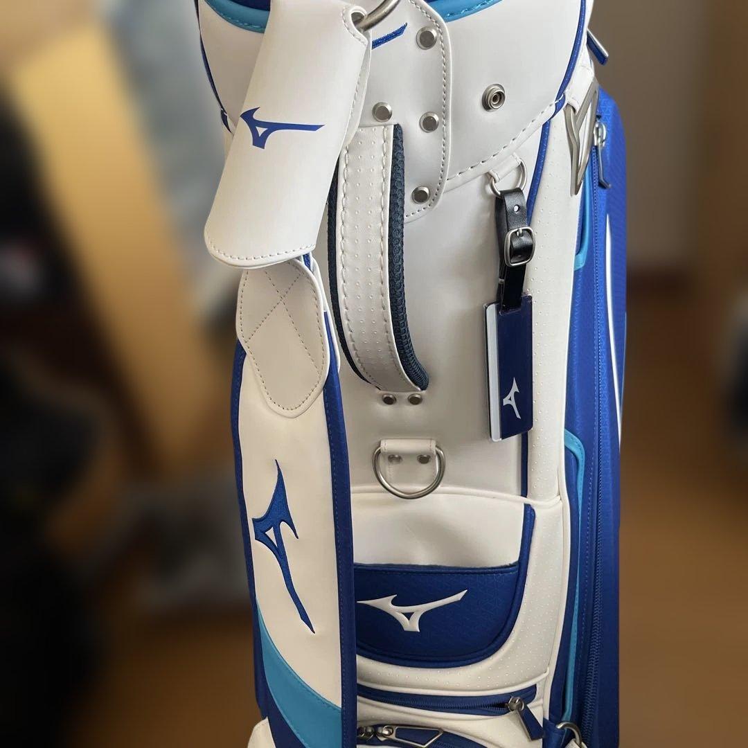 Mizuno ゴルフキャディバッグ 青/白 Mizuno キャディバッグ ホワイト