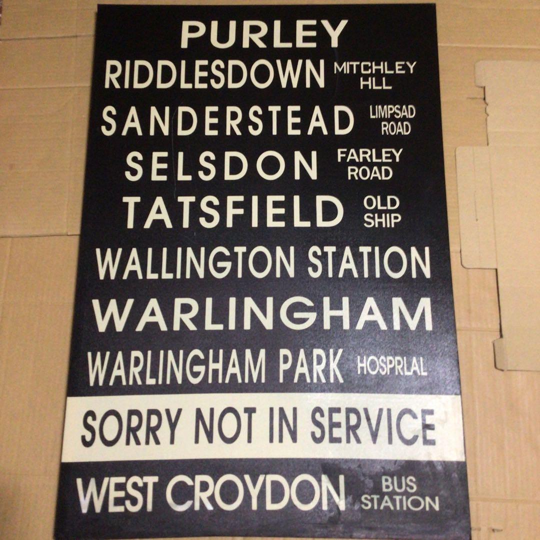 バス停 行き先表示板 木製 黒白　イギリス ロンドン インテリア バス停 行き先表示板 木製 黒白 イギリス ロンドン インテリア