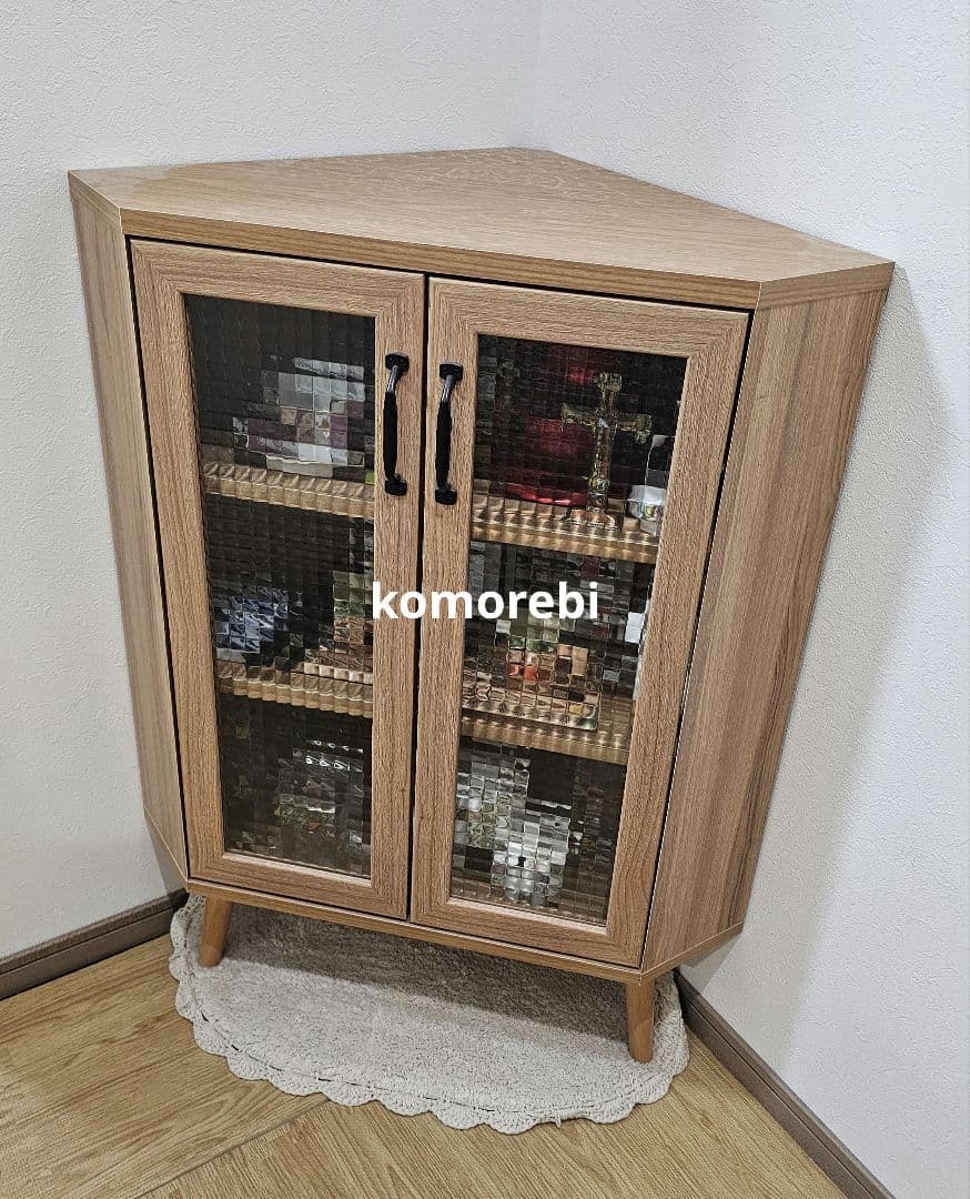 引き取り限定】コーナーキャビネット 収納棚 コーナーラック 棚の高さ