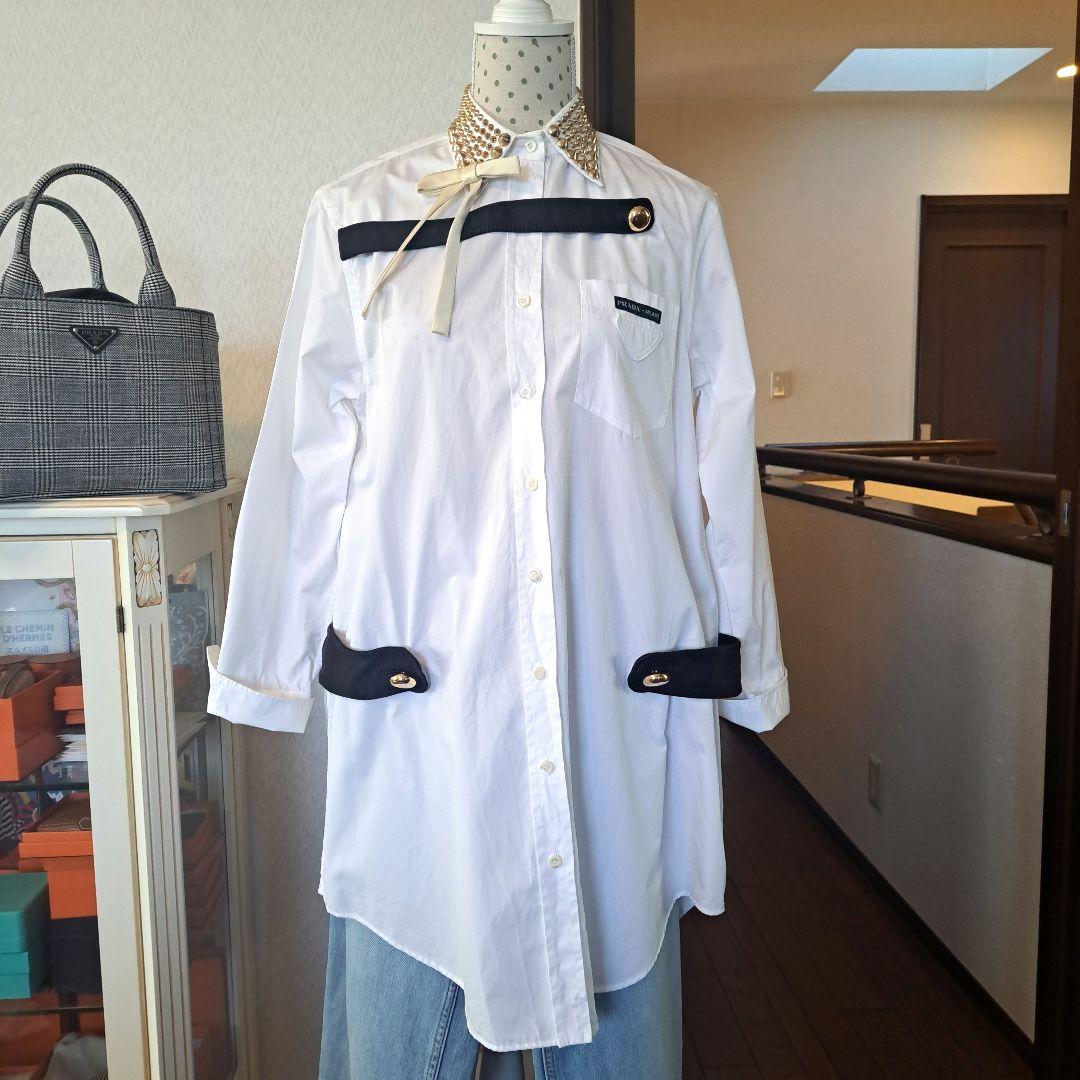 希少PRADAワンピース40 希少 プラダ 上質 ウール デザイン 半袖 ニット