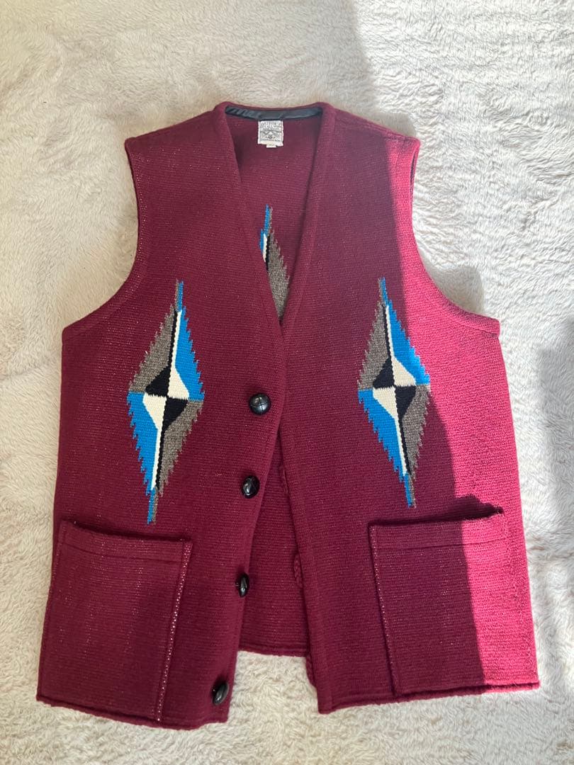 <最終値下> オルテガ チマヨベスト ORTEGA'S 42サイズ ビンテージ ORTEGA'Sオルテガ ネイティブ柄 チマヨ ラグ ベスト 42 - Sixpacjoe