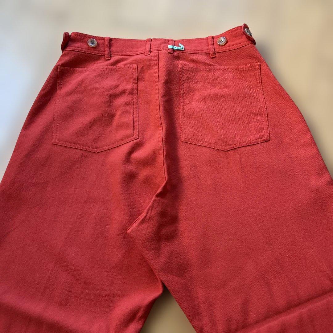 コムデギャルソン 赤 ワイドレッグ カジュアルパンツ