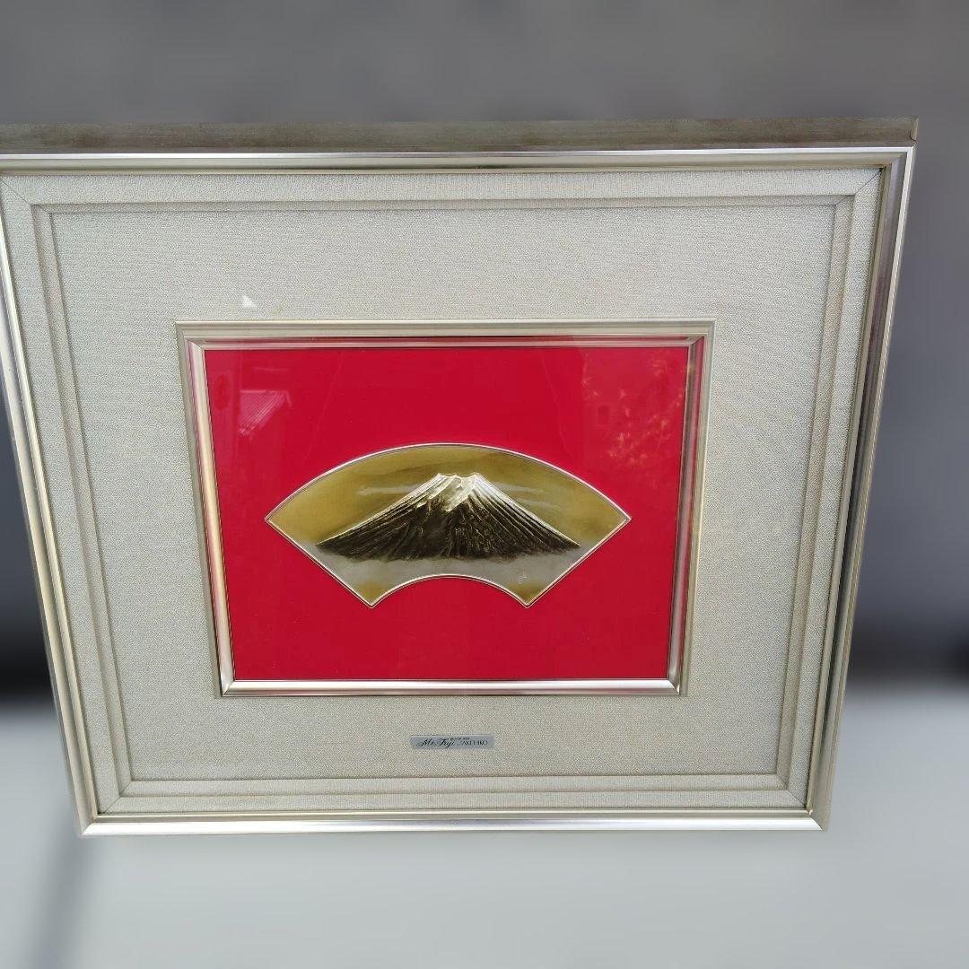 タケヒコ　純銀、扇面赤富士レリーフ タケヒコ 純銀、扇面赤富士レリーフ タケヒコ 純銀、扇面赤富士