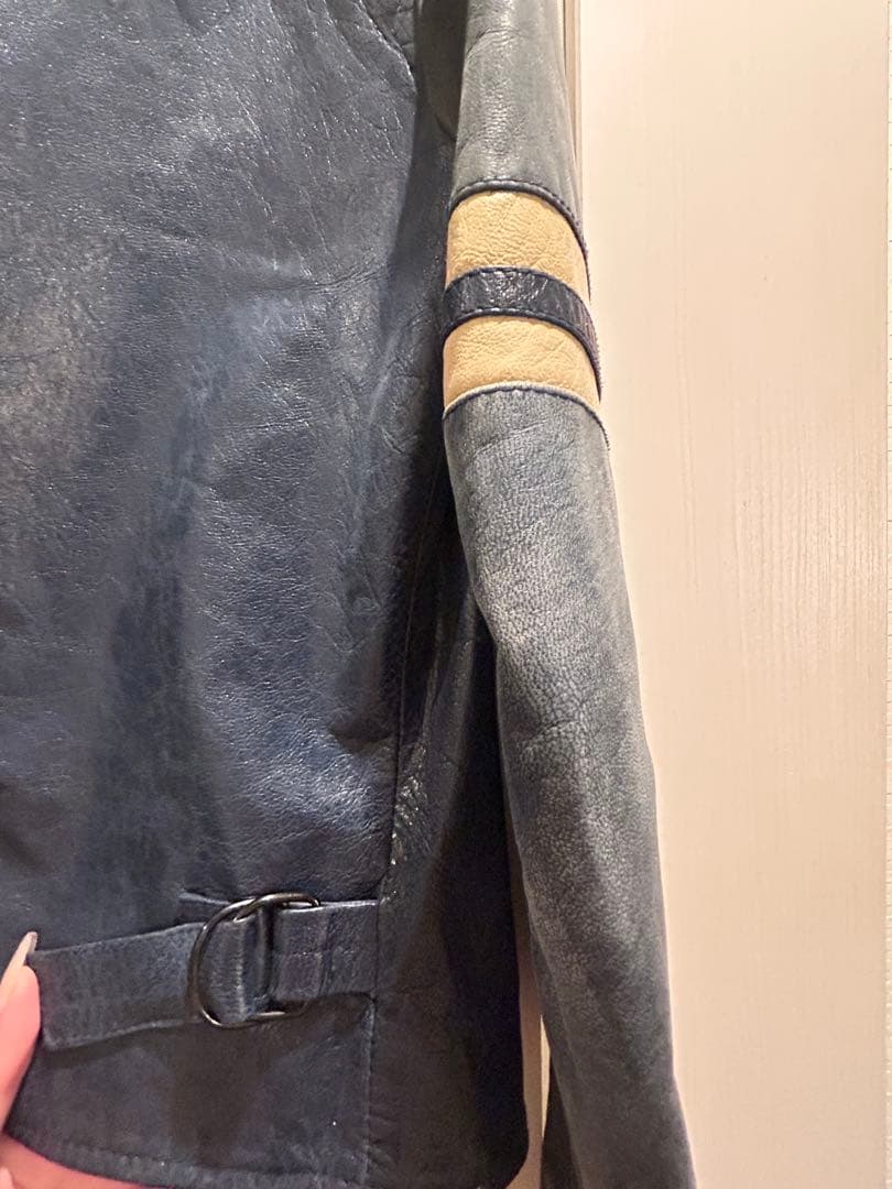 Dolce & Gabbana ネイビー シングルライダースジャケット 限定品