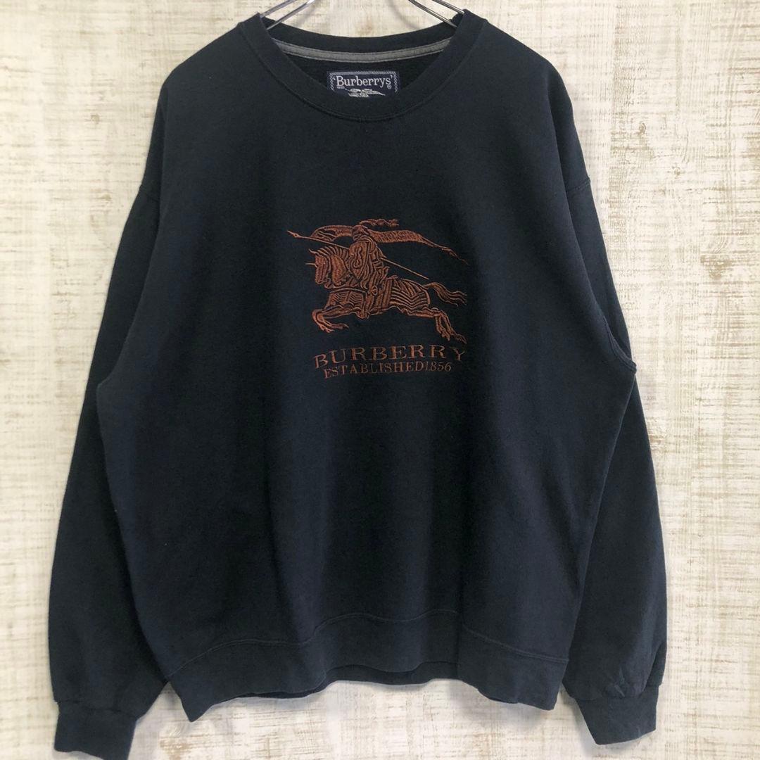 BURBERRY バーバリー 刺繍 スウェット トレーナー 黒 XL XXL - メルカリ