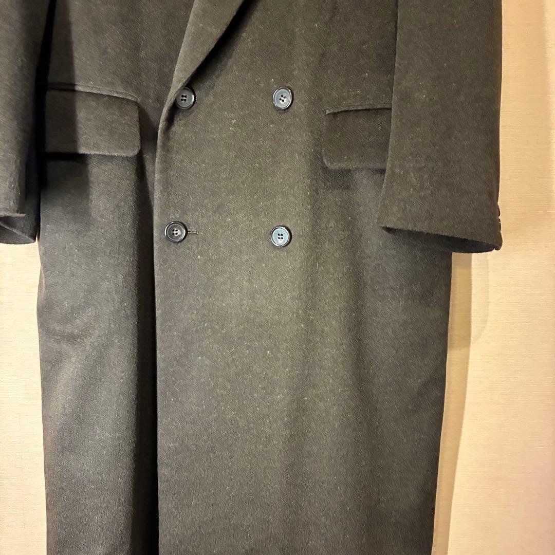 ダブルチェスター風 カシミヤ混 ロングコート