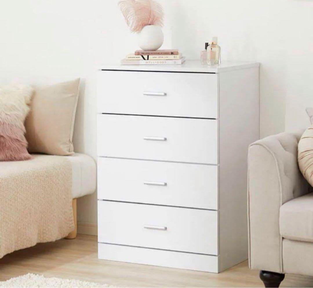 ホワイト 4段チェスト 幅58cm アルファタカバ 白 ホワイト チェスト タンス シンプル 60幅 4段 完成