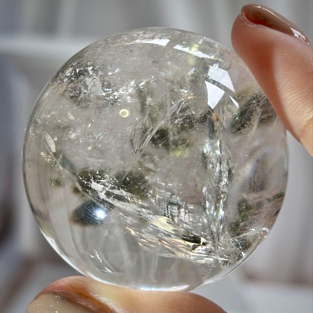 《極希少・一点物》レインボー×グリーンマイカ イン　クォーツ スフィア　天然石