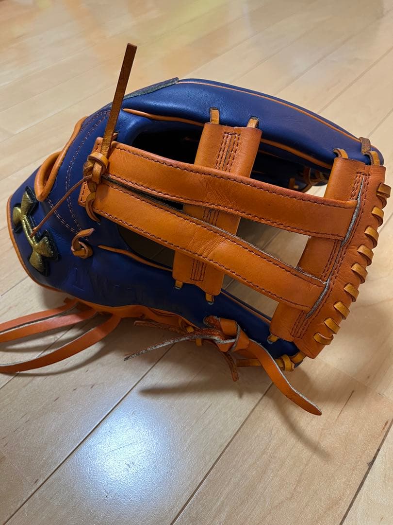 アンダーアーマ 軟式 グローブ 青 オレンジ オーダー 中古 オール