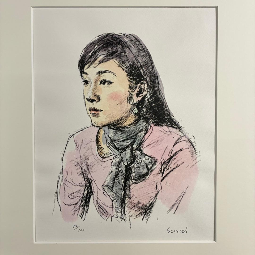 美品 池田清明「19才の肖像」リトグラフに手彩色 直筆サイン入り 画廊