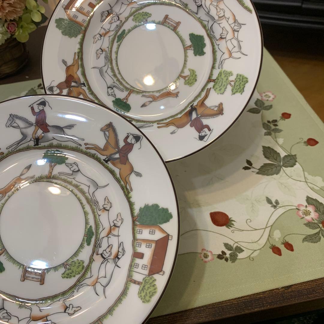 希少　ウェッジウッド ハンティングシーン　17.5cm ケーキプレート