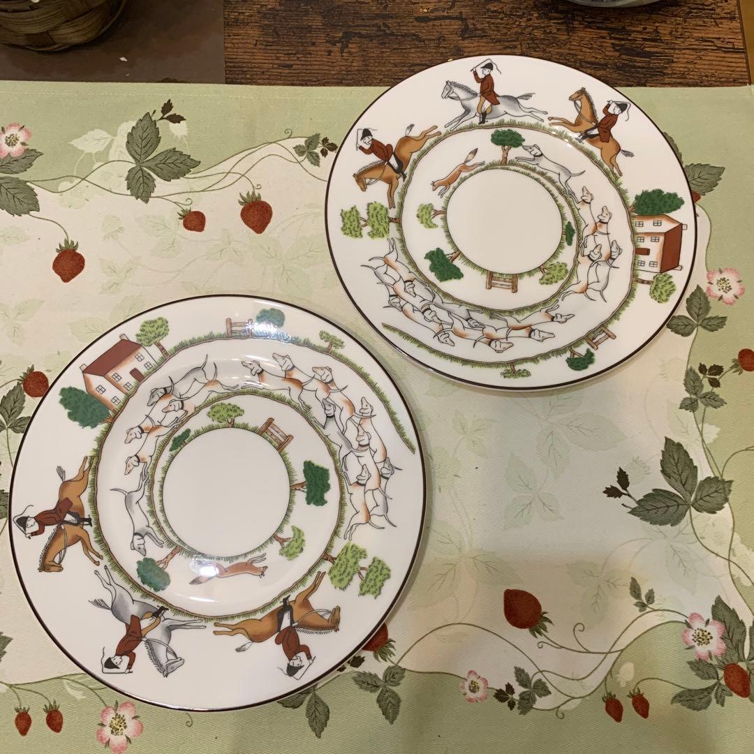 希少　ウェッジウッド ハンティングシーン　17.5cm ケーキプレート