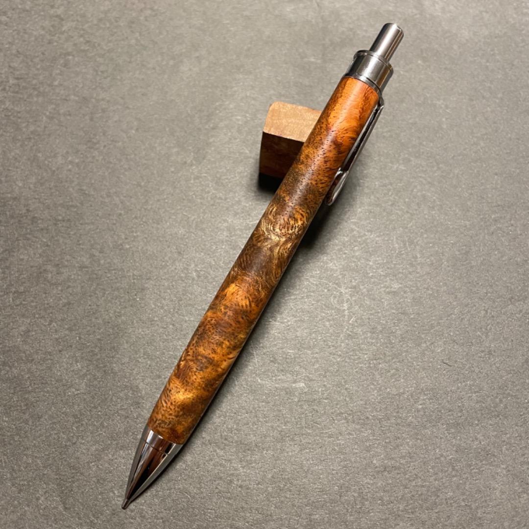 花梨瘤】特上杢 シャーペン 花梨紅白 加藤金属 工房楔監修金具使用