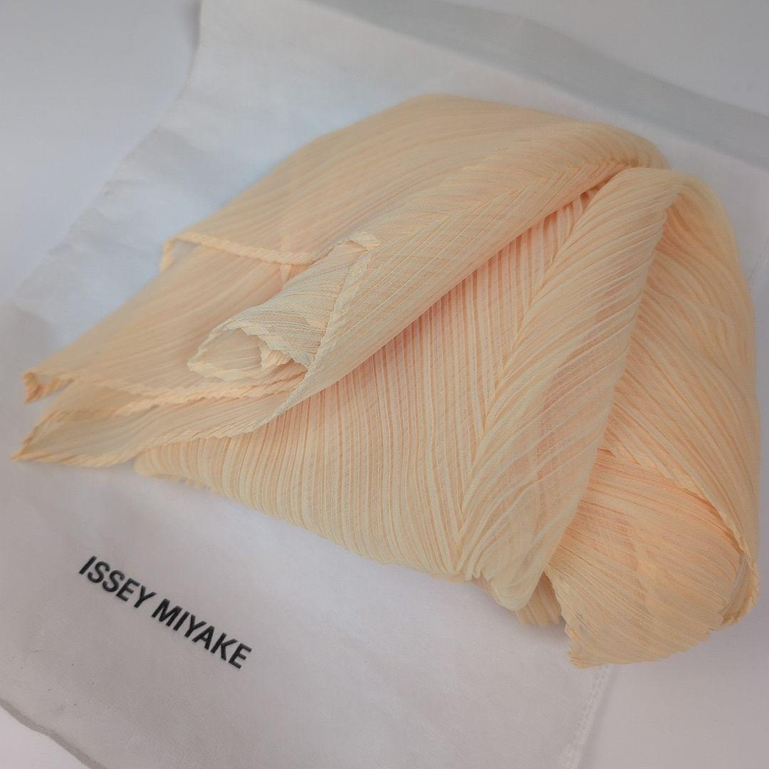 プリーツプリーズ オレンジ色 プリーツシフォンストール 大判 保存袋