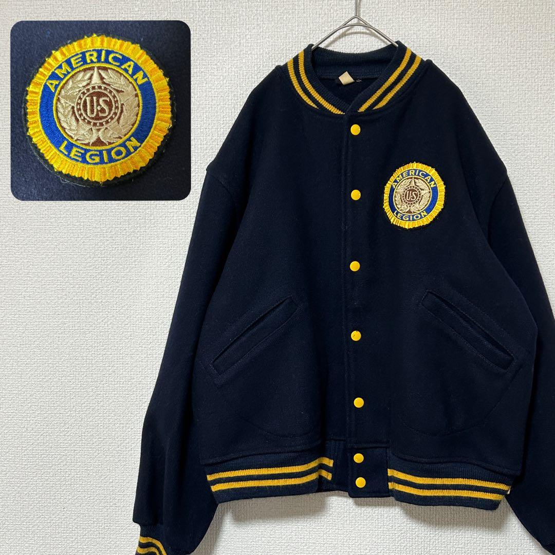 50’s USA アメリカンレギオン ボタンフライスタジャン ネイビー Lサイズ 50's AMERICAN LEGION ボタンスタジャン - used&vintage box Hi-smile