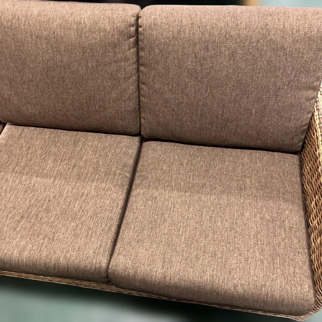 ニトリ ブラウン ラタン風 カウチソファ L字型 アジアンソファー