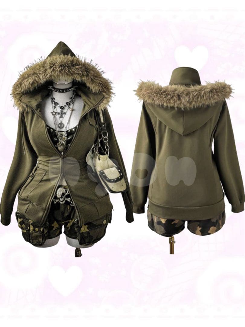 y2k 平成ギャル グランジ ミリタリー フェアリーグランジ ファー