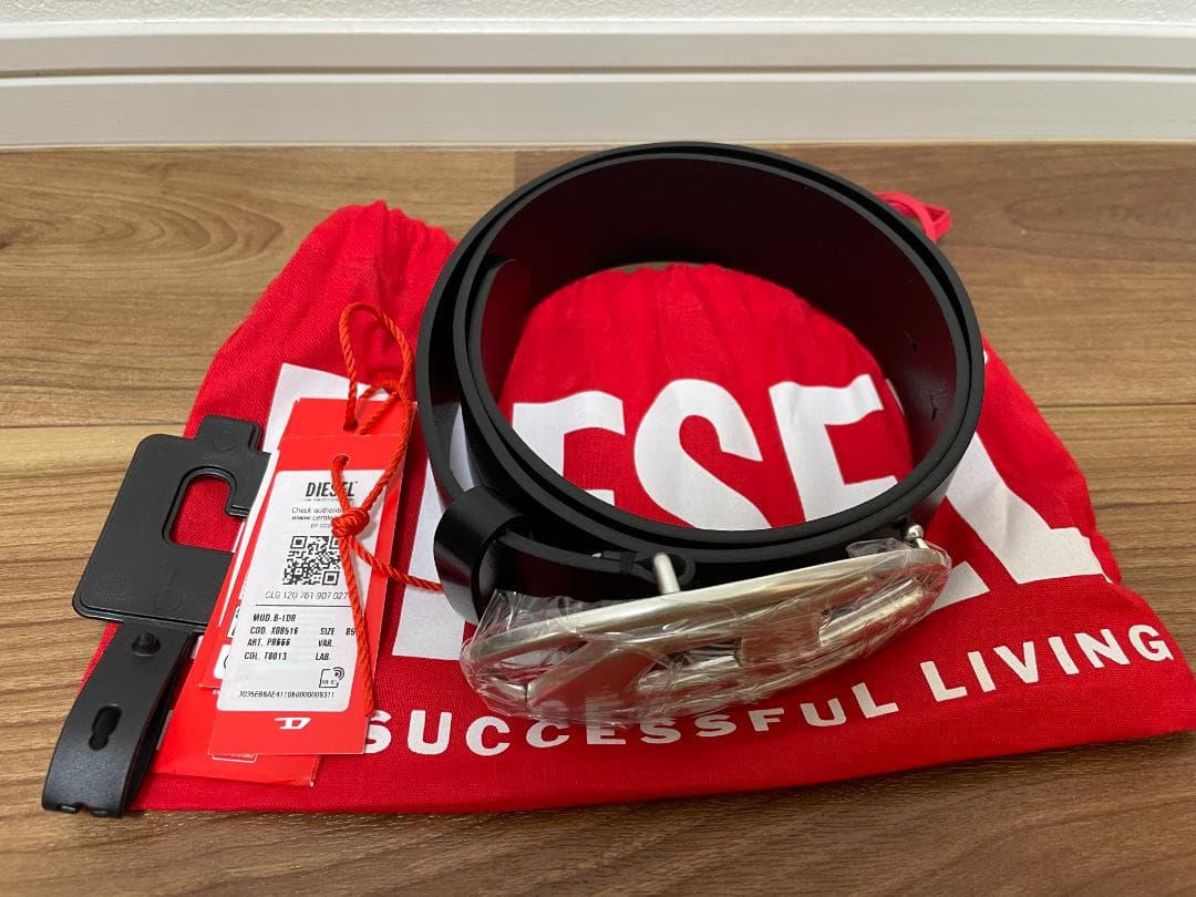 DIESEL 本革ベルト メタルバックル 85/34 DIESEL（ディーゼル） ベルト 本革 レザーベルト 無地 ロゴ メタル