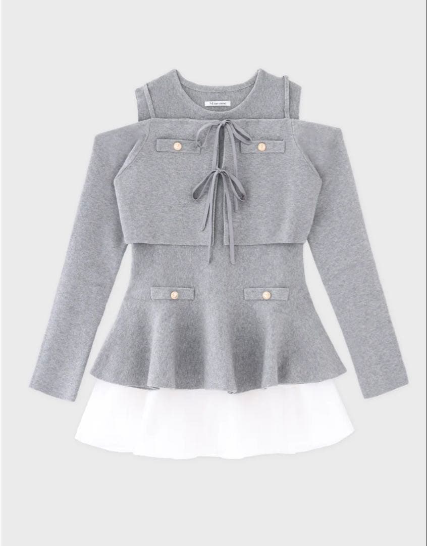 美品】エムミーエメ Ribbon peplum tulle knit set - メルカリ