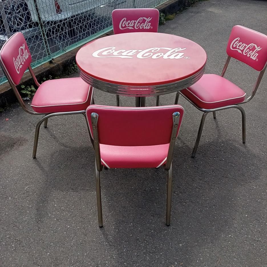 【ココ】Coca-Cola レトロテーブルセット コカコーラ メタル テーブル チェア セット レッド レトロ Coca-Cola