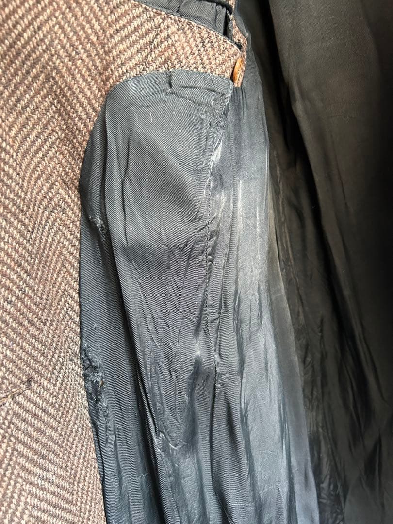 30s40sフレンチヴィンテージ ダブルブレスト ツイードコート