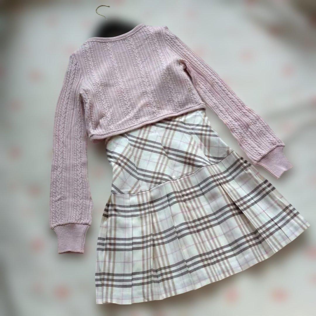 バーバリーブルーレーベル❤️定価6 チェック柄ジャンスカとカーデ 2点
