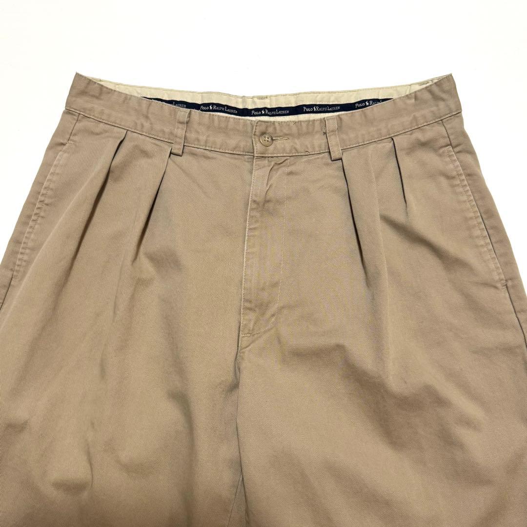 90s USA製 ラルフローレン 2タック ポロチノ W34/30 チノパン - メルカリ