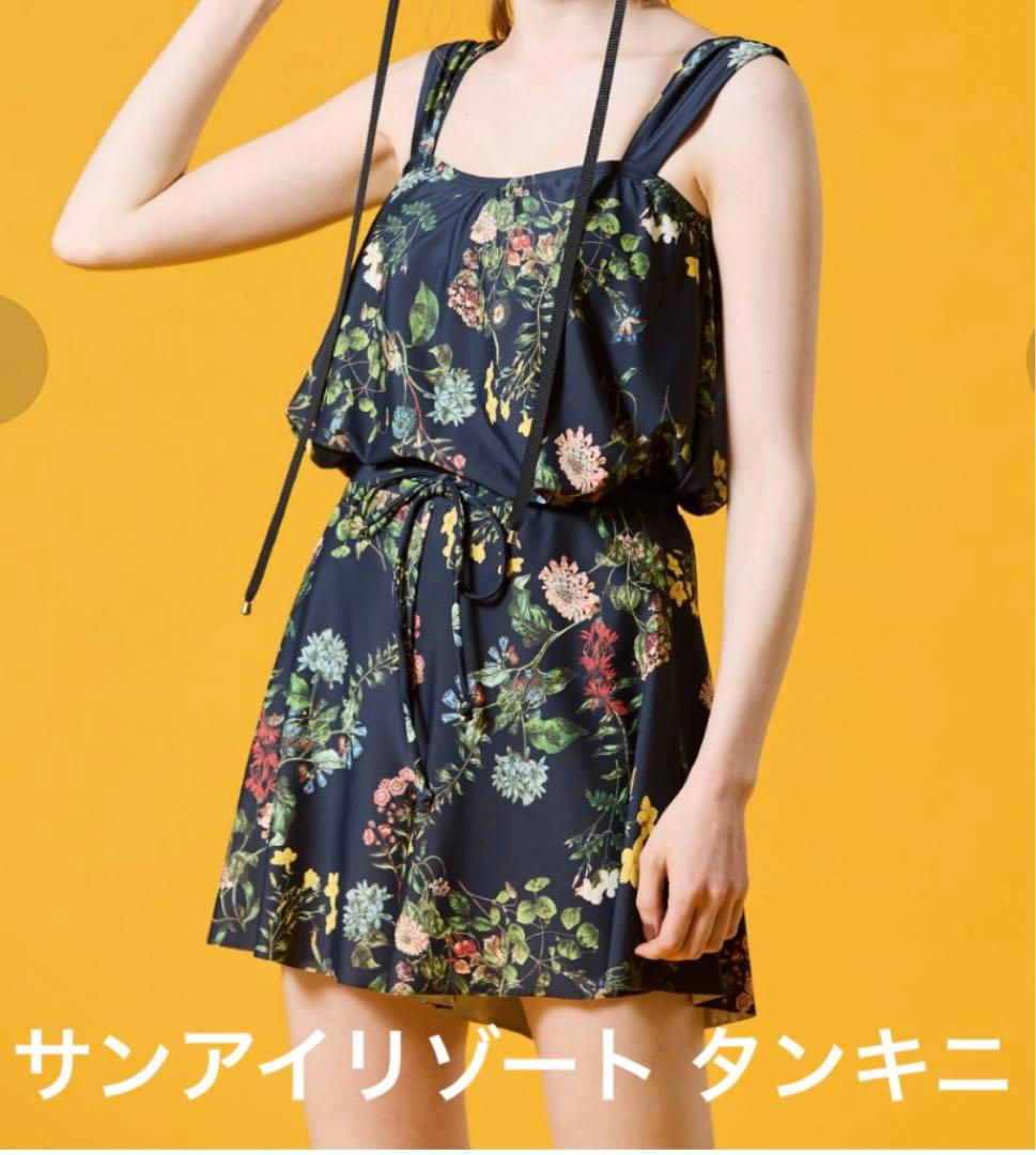 三愛リゾート タンキニ ネイビー 9M 花柄水着 サンアイリゾート セール】タンキニ3点セット 9M・11L 【San-ai Resort（サンアイ