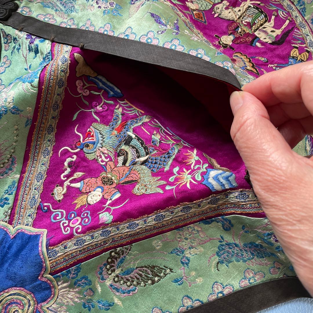 中国 清代 肚兜 手作業 古代刺繍 中国骨董
