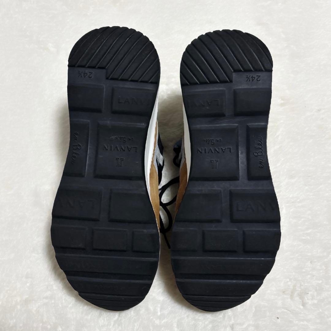 【良品】LANVIN en Bleu 厚底　スニーカー　 24.5cm 黒　茶