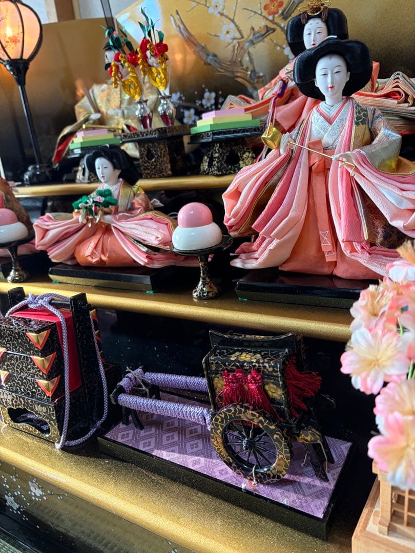 雛人形 三段飾り ピンク 金色 久月 - メルカリ