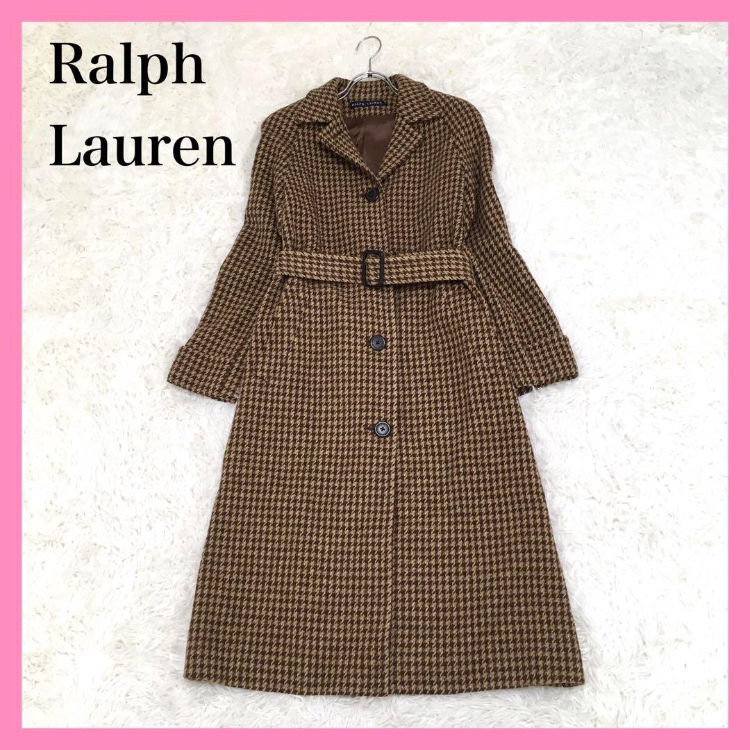 極美品✨ラルフローレン ツイード ロング 千鳥格子柄 ベルト