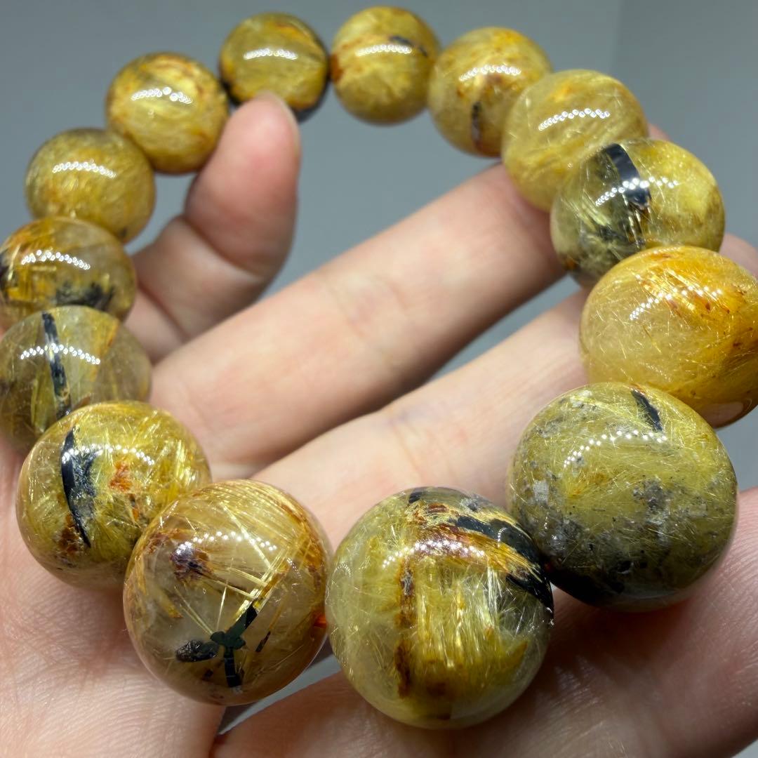 □ハイクオリティ 大玉 太陽放射 ゴールド タイチン ルチル クォーツ