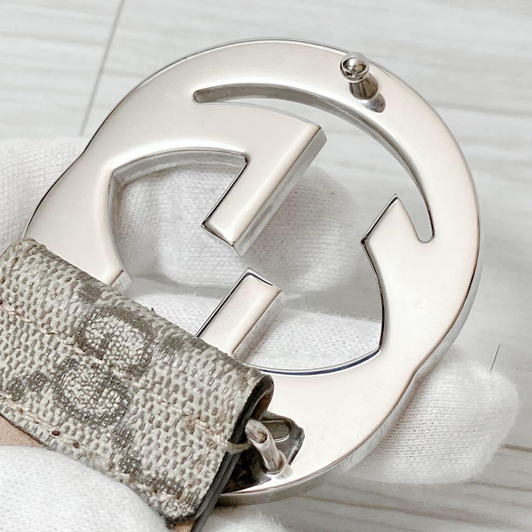 グッチ GUCCI GG スプリーム ベルト シルバー金具 メンズ 1196
