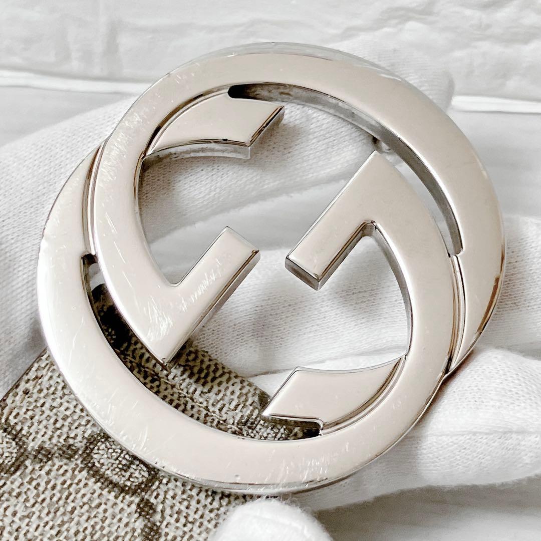 グッチ GUCCI GG スプリーム ベルト シルバー金具 メンズ 1196