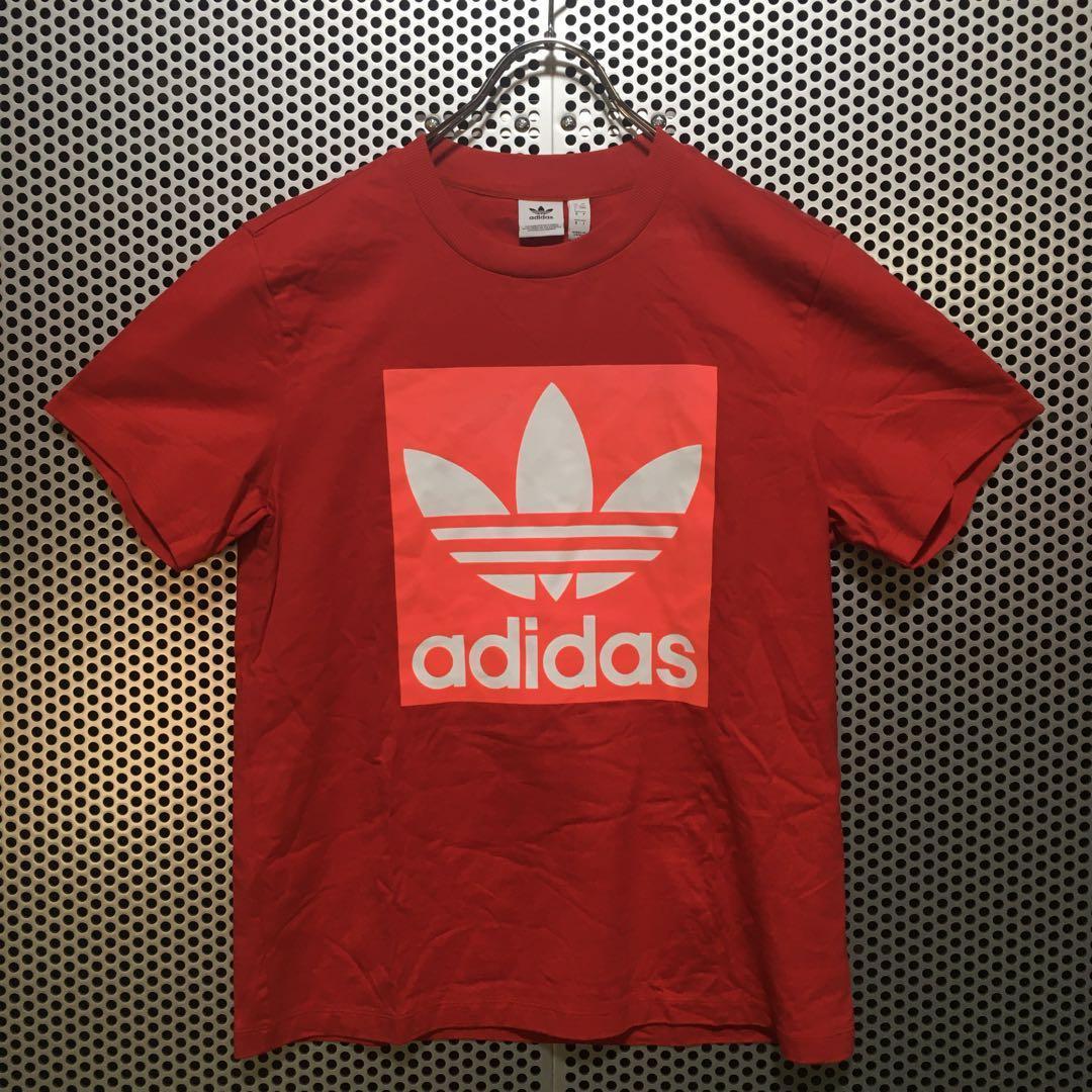 アディダス 半袖 Tシャツ レッド L 定番ロゴ プリント 赤 - メルカリ