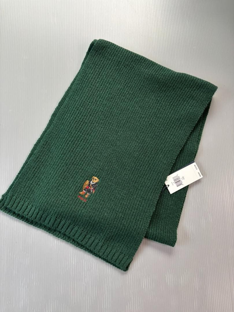 残り2枚箱入り今季ベア新品 ラルフローレン マフラー ポロベア グリーン